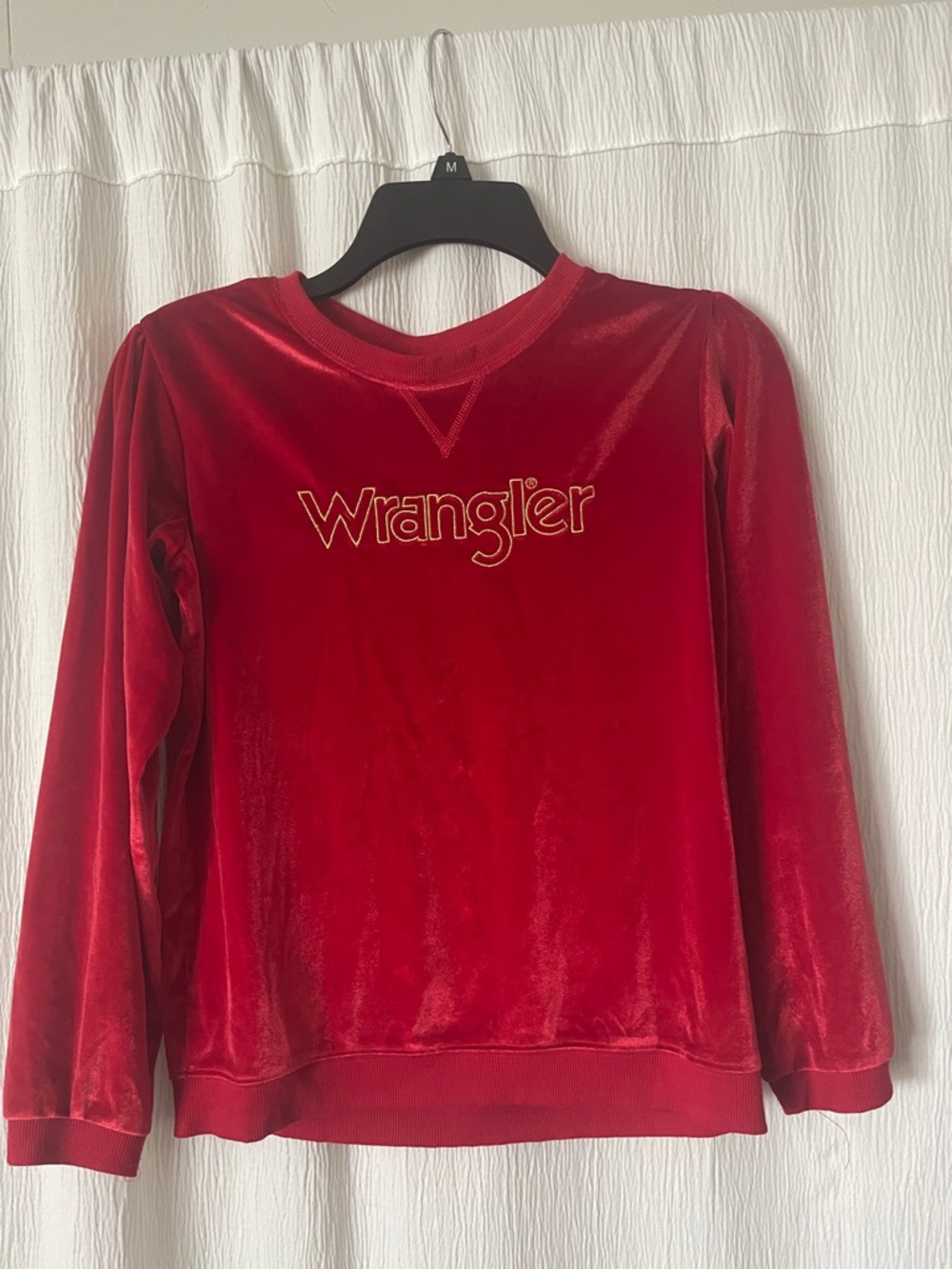 Wrangler Red Velour Crewneck Sweatshirt
